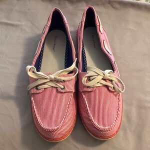 Women’s Red striped canvas boat shoes